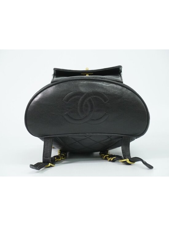 Chanel CC Logo Quilted Backpack Lambskin Leather Black main image 5
